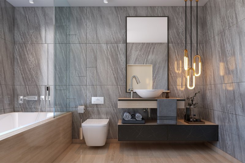 DESIGNING A BATHROOM WITH GRAY TILES